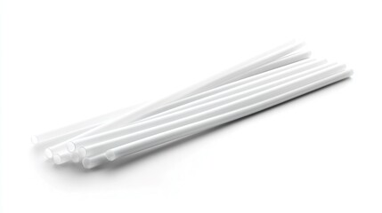 White plastic straw isolated on a white background.