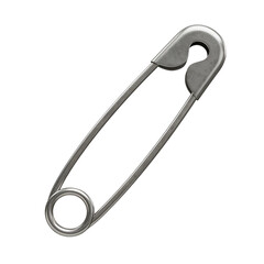 Silver metal safety pin on Transparent Background PNG Generative AI