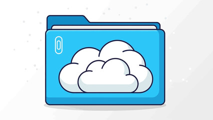 Digital cloud storage folder icon representing online data backup and cloud computing concept
