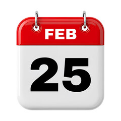 25 February Date Calendar 3D