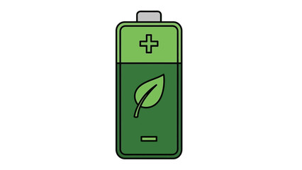 Eco-Friendly Green Battery Icon Representing Sustainable Energy and Environmental Conservation