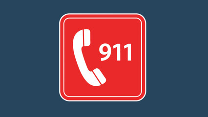 Emergency Phone Icon Signage Indicating Critical Hotline Number 911 for Urgent Contact