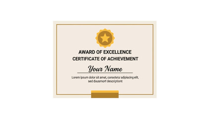 Elegant Certificate of Achievement for Recognition of Excellence with Gold Badge Design
