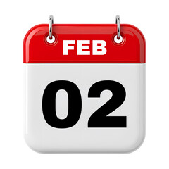 2 February Date Calendar 3D