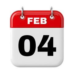 4 February Date Calendar 3D