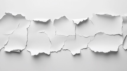 Fototapeta premium White ripped paper torn edges, isolated in strips.