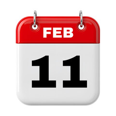 February Date Calendar 3D
