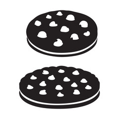 Bundle collection set design chocolate sandwich cookies with cream filling icon silhouette art design illustration