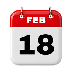February Date Calendar 3D