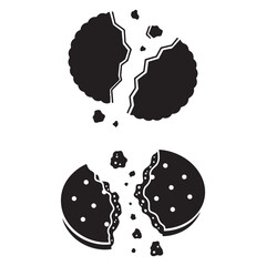 Bundle collection set design broken cookies cracking apart vector icon silhouette art design illustration