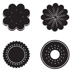Bundle collection set design four black cookie cutter shapes set silhouette art design illustration