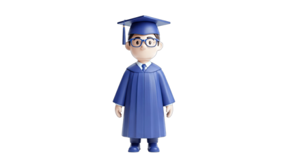 Graduation Student Standing Proudly on White Background