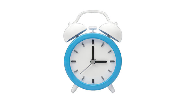 Blue Alarm Clock Showing Time on White Background