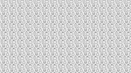 A background tiles pattern with four fruits and vegetables outlines including apple carrot and split avocado | dark on light