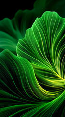 Abstract Green Leaf Veins with Flowing Curved Lines. Organic Texture, Nature Background.