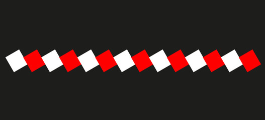 A red and white checkered pattern on a black background design element