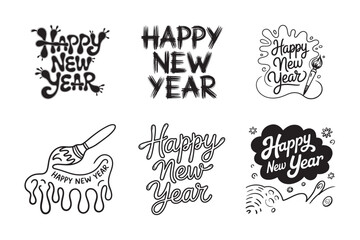 Fototapeta premium Happy New Year Lettering Collection Creative Typography Art.