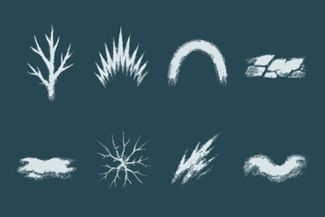 Chalk Art Abstract Nature and Winter Elements for Creative and Seasonal Designs