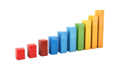 Colorful Bar Graph on Transparent Background