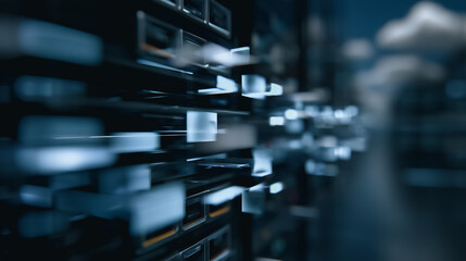 A futuristic server landscape, portraying cutting-edge technology, with a stunning digital data center and sleek modern design.