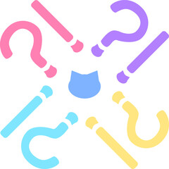 さり気なく猫顔シルエットのかわいいクエッション＆エクスクラメーションマークセット_パステルカラー、ピリオドにも使える！