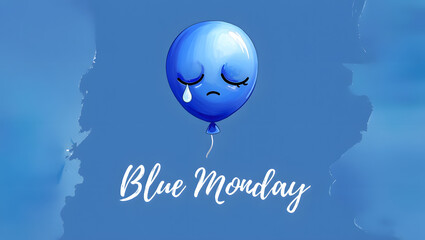 A sad blue balloon illustration representing the feeling of blue monday