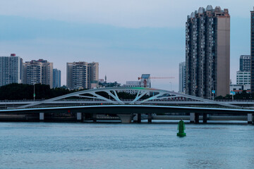 sunset over the city in autumn