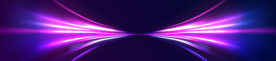 Fototapeta premium Road swirl color line light motion traffic speed night city. 