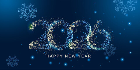 Naklejka na ściany i meble Abstract New Year design holiday card with Big numbers 2026 made of dots.