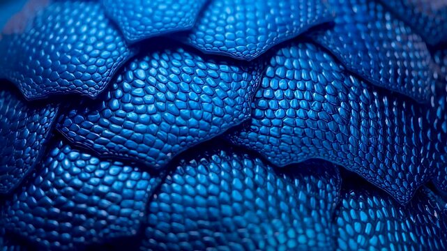 Detailed blue reptile skin texture with natural scale patterns and rich surface depth creating organic wildlife detail and tactile visual appeal