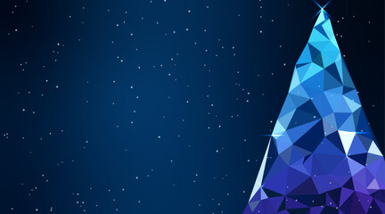 low poly  Christmas tree blue technology background