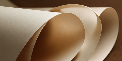 Curled creamy sheets create graceful waves with subtle shadows and refined minimalism.