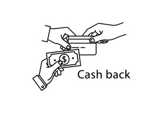 Fototapeta premium Hands exchanging cash and credit card for cash back