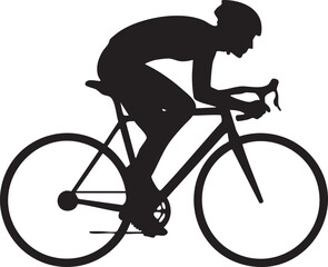 Cyclist Silhouette Vector Side View in Minimal Flat Design
