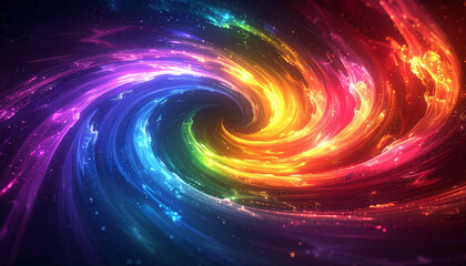 虹色粒子の渦・滑らかなグラデーション螺旋