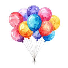 カラフルな風船の水彩イラスト