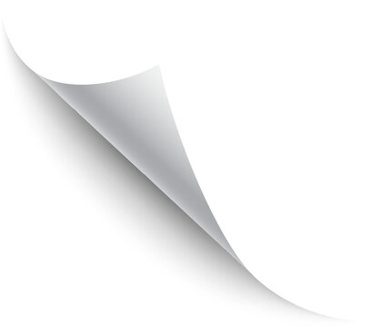 Layout, sticker, color, flyer, business, paper, Folded paper. Curved corner paper with shadow. PNG White page rotates bottom right on transparent background. Curled corner paper page. Curl flip peel