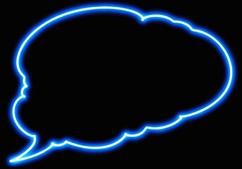 Modern Speech Bubble Light Line Neon Hand Drawn on Black Background