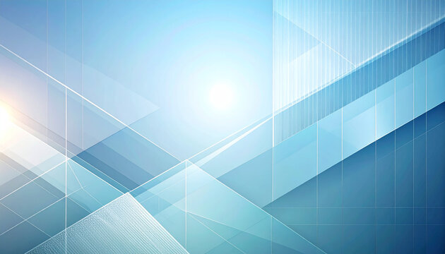 青とライトブルーの三角形が描く爽やかな幾何学背景