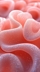 A pink object with a lot of glitter on it. The glitter is in different sizes and is scattered all over the object. The object has a shiny and sparkly appearance, which gives it a sense of luxury