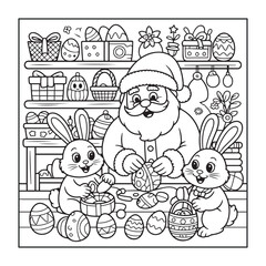 Coloring page for kids with a set of funny cartoon animals in a cute and playful style.
