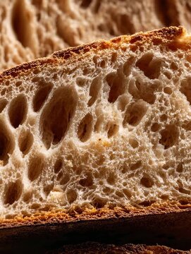Perfectly baked bread showing airy crumb and golden crust for artisanal lovers in warm kitchen