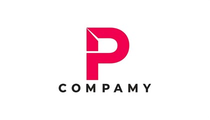 Fototapeta premium Letter 'P' stylized logo in pink with 'COMPANY' text beneath against a plain white backdrop