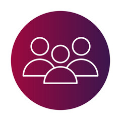 Teamwork people symbol. Social group icon. User community Vector. Gradient circular background.