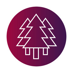 Forest landscape symbol. Nature environment icon. Vector trees emblem. Gradient round background.