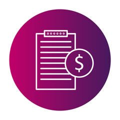 Financial document symbol. Budget report icon. Contract money Vector. Accounting paperwork illustration.