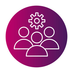 Team process symbol. Group mechanism icon. Management settings Vector. People gear illustration.