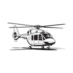 Detailed sketch of a helicopter with visible rotor blades and landing gear