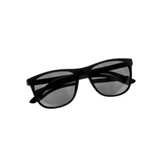Modern black sunglasses on black background