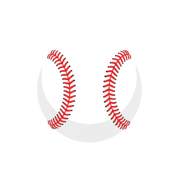 Flat vector illustration of a classic regulation baseball with detailed red figure-eight stitching. solid 2d graphic isolated on a transparent background with abundant copy space. Concept of